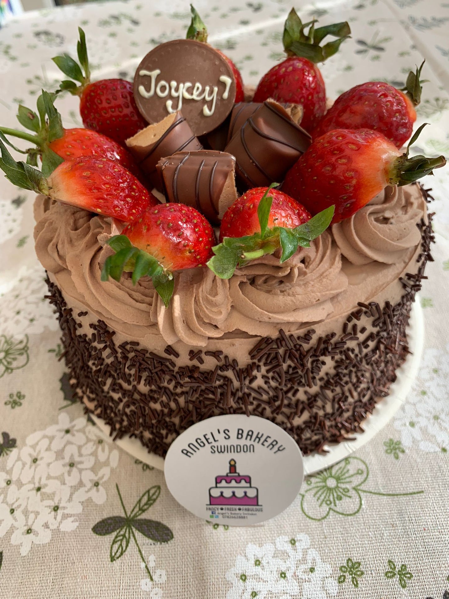 6" Chocolate Cream Cake with strawberries on top