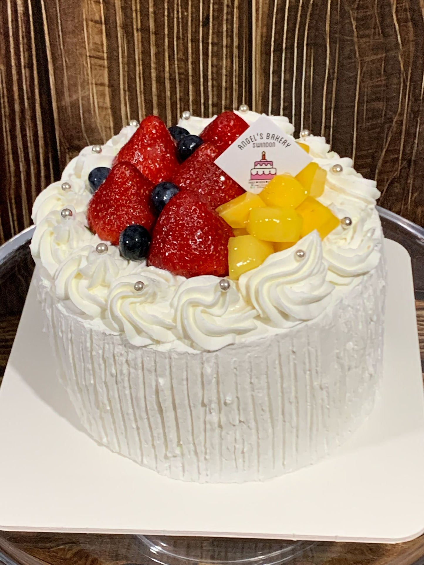 6" Fresh Cream Cake with mixed fruit on top