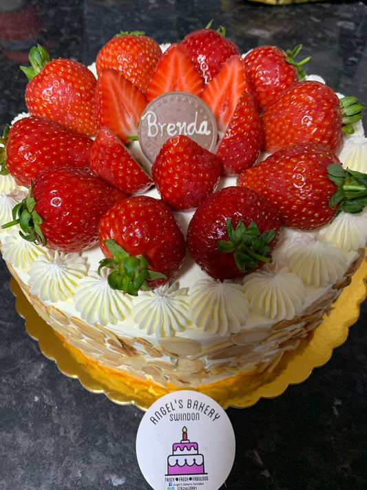 8” Fresh Cream Cake with strawberries