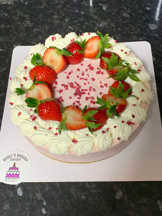 8" Strawberry Cheese Cake with fresh cream on top