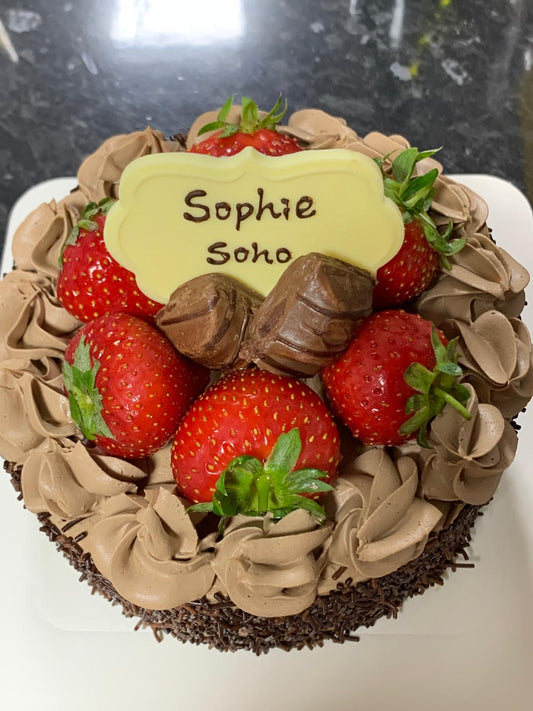 6" Chocolate Cream Cake with strawberries on top